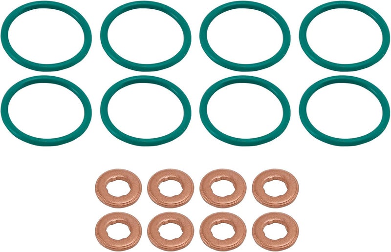Frezon 8Pcs Fuel Injector O-rings Seal Gaskets Fuel Injectors Repair Kit Fit For Duramax LLY, LBZ, LMM 2004.5-2010,For Cadillac Escalade 6.6L 2004-2005# F00RJ01086, 97327722, F00E200099, 94013303 - Image 1